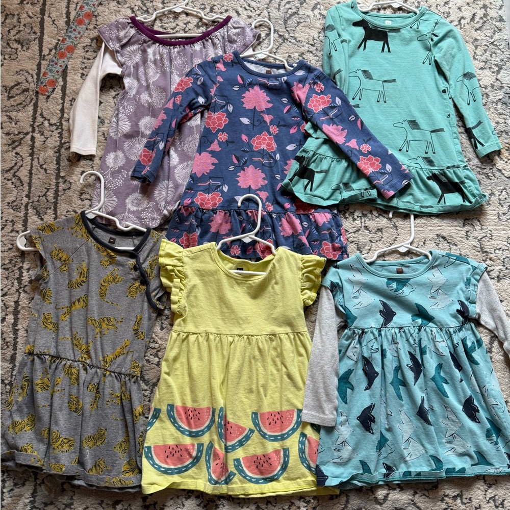 Lot of 6 Tea Collection girls dresses size 3